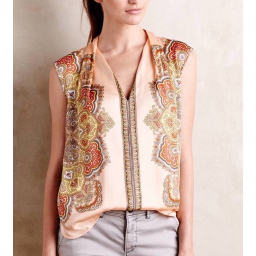 Anthropologie Tiny Paisley Top Blouse